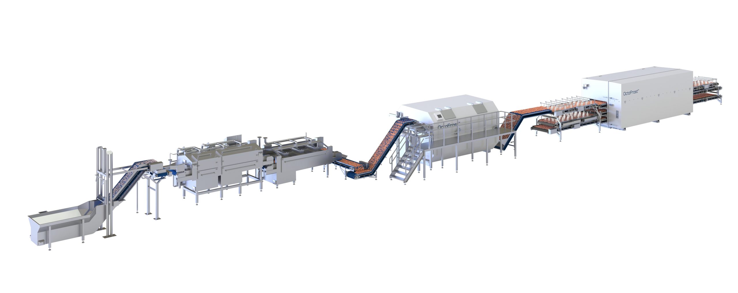 industrial shrimp processing line in 3D